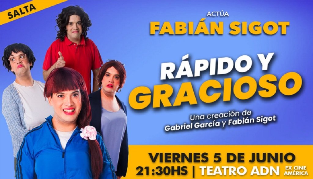Fabián Sigot y sus personajes hoy en el Teatro ADN
