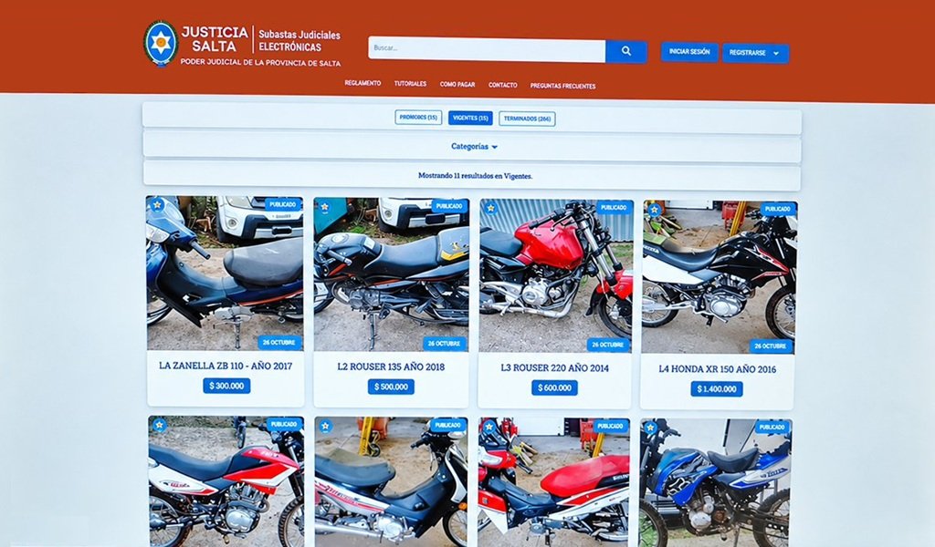 Subasta electrónica de motos del Poder Judicial