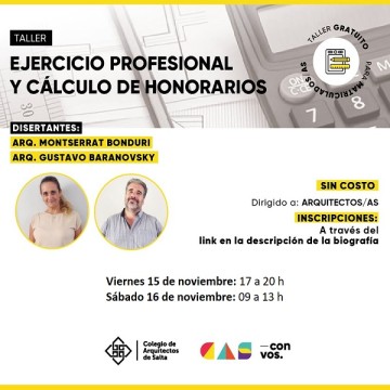 Taller gratuito sobre ejercicio profesional para Arquitectos