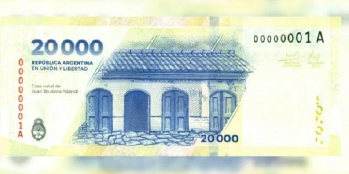 El Banco Central puso en circulación el billete de $20.000